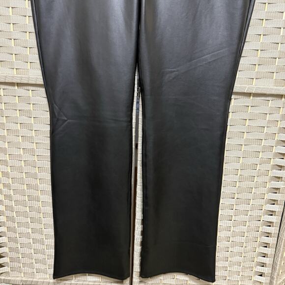 NYDJ Marilyn Straight Faux Leather Jeans Women 14 Black Sculpt Her Lift Tuck NEW - Picture 4 of 12